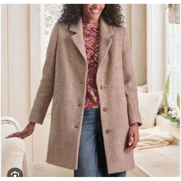 NEW Garnet Hill Pleat-Back Sadie Wool Blend Coat Pink Midi Overcoat Oversized XS - Picture 1 of 13